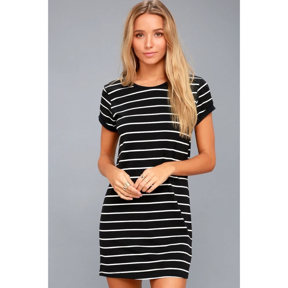 Black & white horizontal stripe dress